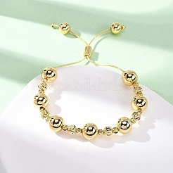Brass Round Beads Slider Bracelets for Women&nbsp;LS-BJEW-D357-06B-G