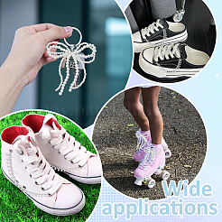 4Pcs Brass & ABS Imitation Pearl & Rhinestone Cup Chains Shoe Buckle Clips&nbsp;HJEW-MA00013