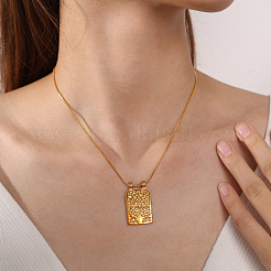 304 Stainless Steel Textured Rectangle with Sacred Heart Pendant Necklaces for Unisex&nbsp;WG14EDC-01