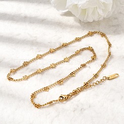 4.5mm 304 Stainless Steel Flower Curb Chain Necklaces for Women&nbsp;NJEW-G199-01G
