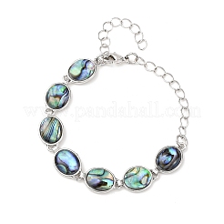 Brass Abalone Shell Link Bracelets&nbsp;BJEW-C126-01