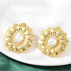 304 Stainless Steel Plastic Imitation Pearl Stud Earrings&nbsp;EJEW-U070-01G