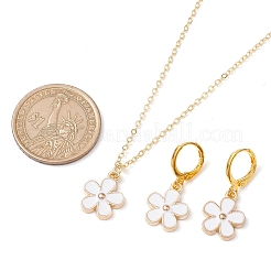 Flower Alloy Enamel Leverback Earrings & Pendant Necklaces Sets&nbsp;SJEW-JS01298