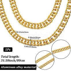 1Pc 14.5MM Aluminum Alloy Cuban Link Chain Necklaces&nbsp;NJEW-SP0001-21B