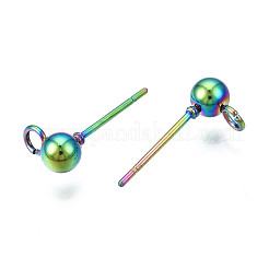 Rack Plating Rainbow Color 304 Stainless Steel Stud Earring Findings&nbsp;LS-STAS-S119-112