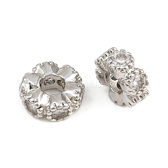 Brass Micro Pave Clear Cubic Zirconia Beads&nbsp;CU-CBA6A75-18P