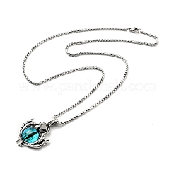 Alloy Bat with Plastic Dragon Eye Pendant Necklace&nbsp;NJEW-B084-02A