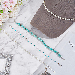6Pcs 3 Styles Synthetic/Natural Turquoise Chips Baseball Cap Chain&nbsp;AJEW-SC0003-58