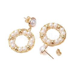 Ring Shell Pearl Beaded Dangle Earrings&nbsp;EJEW-TA00511