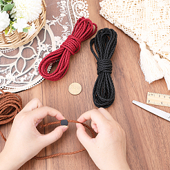 3 Bundles 3 Colors  Round Braided PU Imitation Leather Cords&nbsp;LC-GF0001-01