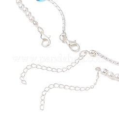 Round Shell Pearl and Starfish Dyed Synthetic Turquoise and Brass Curved Tube Beaded Double Layer Necklaces&nbsp;NJEW-TA00220