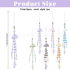 6Pcs 6 Styles Transparent Acrylic with Glass Mobile Straps&nbsp;HJEW-YW00198