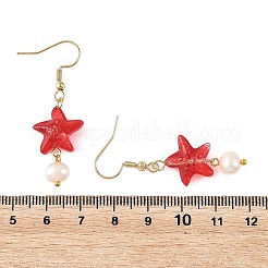 Glass & Natural Freshwater Pearl & 304 Stainless Steel Dangle Earrings&nbsp;EJEW-JE07365