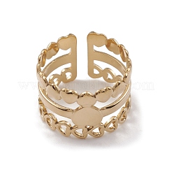 Ion Plating(IP) 304 Stainless Steel Heart Wrap Open Cuff Rings for Women&nbsp;RJEW-G285-53G