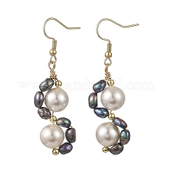 Shell Pearl 304 Stainless Steel Dangle Earrings&nbsp;EJEW-JE07370-01