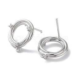 Brass Micro Pave Cubic Zirconia Stud Earring Findings&nbsp;KK-E107-20P