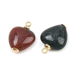 Natural Indian Agate Heart Charms&nbsp;KK-B157-38B-G