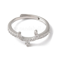 Rack Plating Brass Cubic Zirconia Arabic Letters Adjustable Rings for Women&nbsp;RJEW-S407-10P-15
