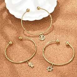 PVD Vacuum Plating 201 Stainless Steel Cuff Bangles&nbsp;BJEW-M284-20G-1