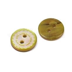 2-Hole Spray Painted Natural White Shell Buttons&nbsp;SH-CBA1576-01B