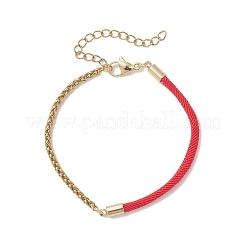 3Pcs 3 Colors 304 Stainless Steel Wheat Chains with Nylon Cord Mixed Chain Bracelet Sets&nbsp;BJEW-JB13288