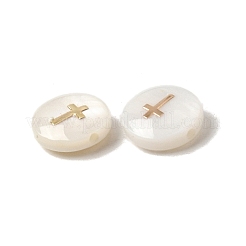 Natural Freshwater Shell Flat Round Beads&nbsp;X-SHEL-C009-01E