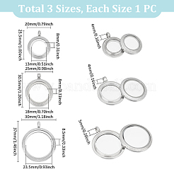 3Pcs 3 Styles Stainless Steel Glass Photo Living Memory Floating Locket Pendants&nbsp;STAS-UN0061-54