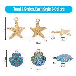 24Pcs 6 Style 304 Stainless Steel Pendants&nbsp;STAS-DC0013-18