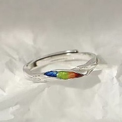 Alloy Enamel Stripe Cuff Open Rings for Couple&nbsp;WGFD512-01