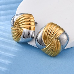 304 Stainless Steel Two Tone Stud Earrings&nbsp;EJEW-Z109-05GP-02
