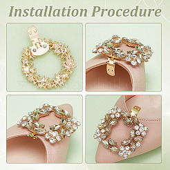 4Pcs 2 Styles Alloy & Glass Shoe Buckle Clips&nbsp;AJEW-FG0003-07