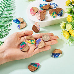 16Pcs 8 Colors Resin and Walnut Pendants&nbsp;RESI-TA0003-95