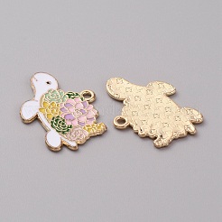 Golden Plated Alloy Enamel Pendants&nbsp;ENAM-WH0001-39G-01