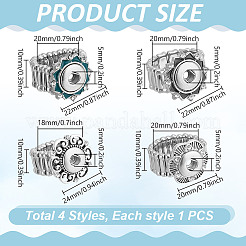 4Pcs 4 Styles Adjustable Alloy Enamel Snap Ring Components&nbsp;RJEW-DR0001-04