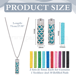 2Pcs 2 Styles Stainless Steel Essential Oil Diffuser Pendant Necklaces for Women&nbsp;NJEW-WR0001-04B