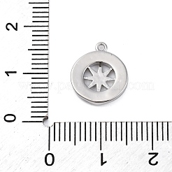 Brass Pave Natural Shell Flat Round with Star Charms&nbsp;KK-P289-06P