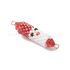 Glass Seed Beaded Christmas Santa Claus Links Connector Charms&nbsp;PALLOY-MZ00917-01