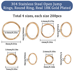 800Pcs 4 Styles 304 Stainless Steel Open Jump Rings&nbsp;STAS-SC0009-36