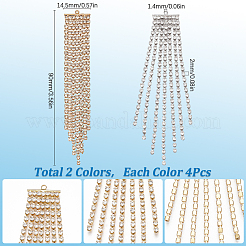 8Pcs 2 Colors Brass Cubic Zirconia Chain Big Pendants&nbsp;KK-SC0005-11