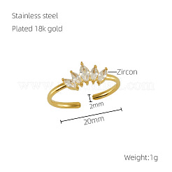 304 Stainless Steel Micro Pave Clear Cubic Zirconia Cuff Rings for Women&nbsp;FS-WGE9F4E-01