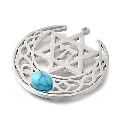 Synthetic Turquoise Star of David and Chai Symbol Pendants&nbsp;LS-STAS-S178-08P