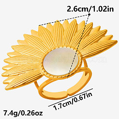 304 Stainless Steel with Natural Shell Cuff Open Rings for Women&nbsp;XG3877-3