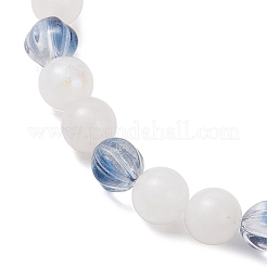 3Pcs 3 Colors Transparent Glass & Handmade Silver Foil Lampwork Glass & Electroplated Natural White Moonstone Round Beaded Stretch Bracelets for Women&nbsp;BJEW-JB12159