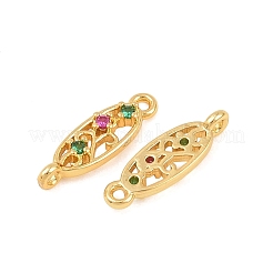 Brass Pave Cubic Zirconia Connector Charms&nbsp;KK-H533-08B-G
