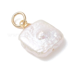 Baroque Natural Nucleated Pearl Keshi Pearl Square Charms&nbsp;PALLOY-JF04967