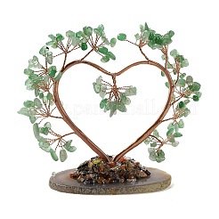 Natural Green Aventurine Chips Love Heart Tree Decorations&nbsp;DJEW-P017-B03