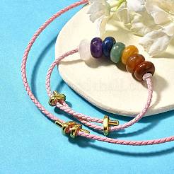 Rondelle Chakra Natural Gemstone Beads Bracelets & Necklaces Sets&nbsp;G-P561-01G-06