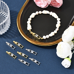 12Pcs 2 Colors Rack Plating Brass Micro Pave Clear Cubic Zirconia Fold Over Clasps&nbsp;KK-BBC0021-34