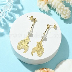 201 Stainless Steel Filigree Goldfish Dangle Stud Earrings&nbsp;EJEW-TA00373