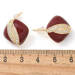 Brass Enamel Stud Earrings&nbsp;EJEW-B115-01G-02